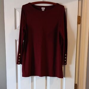 Chico's Brick Red Tunic, Snapped Sleeves, Size 1
